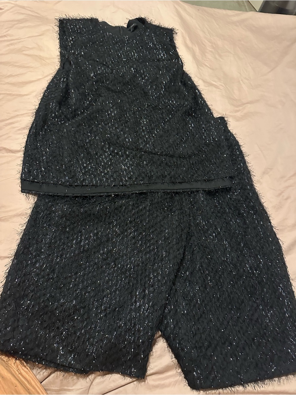 COS Black Silver Metallic Faux Fur Sleeveless outfit
